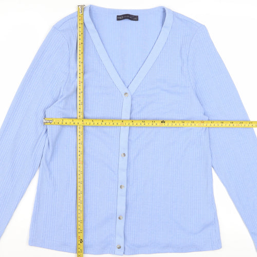 Marks and Spencer Women Blue V-Neck Button Cardigan Size 16
