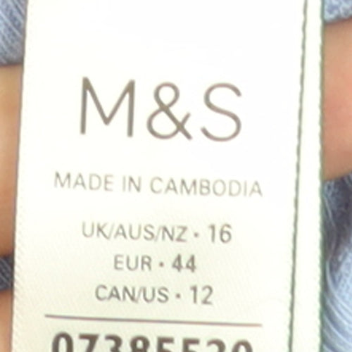 Marks and Spencer Women Blue V-Neck Button Cardigan Size 16