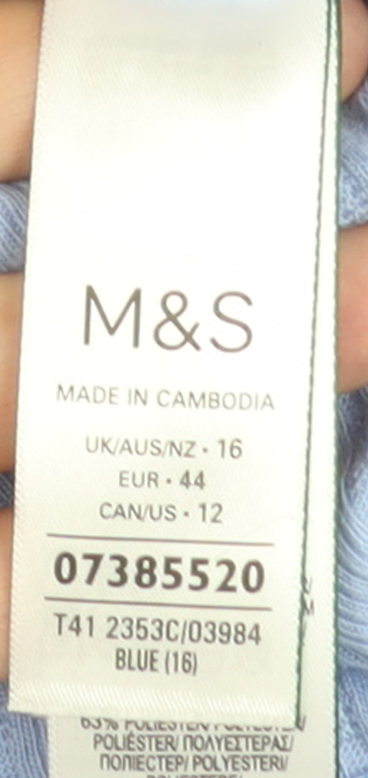 Marks and Spencer Women Blue V-Neck Button Cardigan Size 16