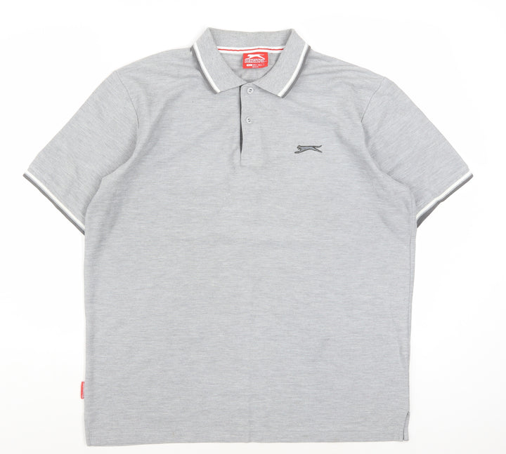 Slazenger Men's Grey Short Sleeve Polo Shirt Size L Classic Fit