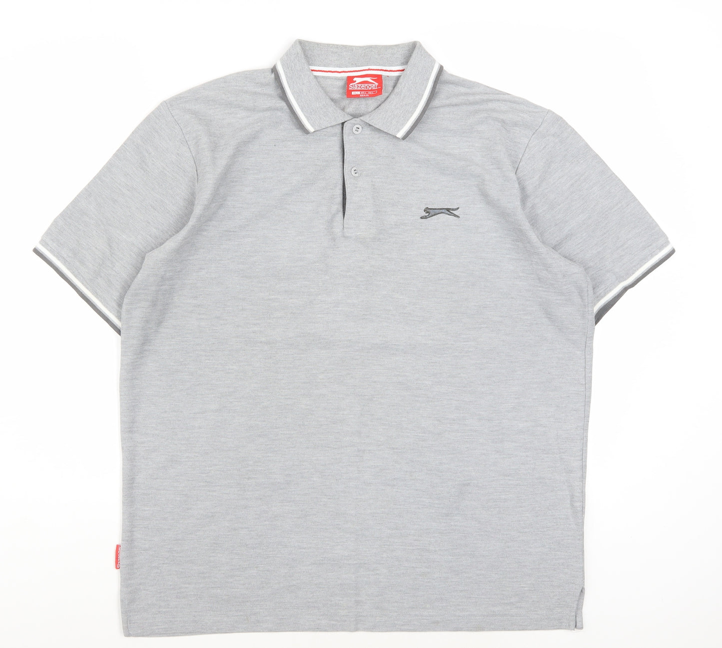 Slazenger Men's Grey Short Sleeve Polo Shirt Size L Classic Fit