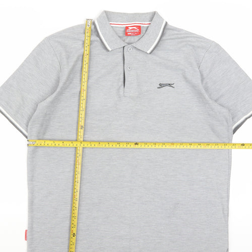 Slazenger Men's Grey Short Sleeve Polo Shirt Size L Classic Fit