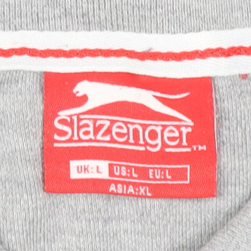 Slazenger Men's Grey Short Sleeve Polo Shirt Size L Classic Fit