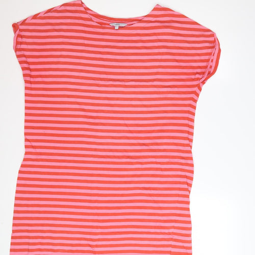 Next Women Pink Striped Cotton T-Shirt Dress Size 14