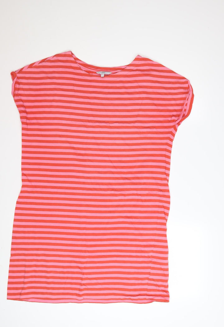 Next Women Pink Striped Cotton T-Shirt Dress Size 14