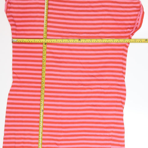 Next Women Pink Striped Cotton T-Shirt Dress Size 14