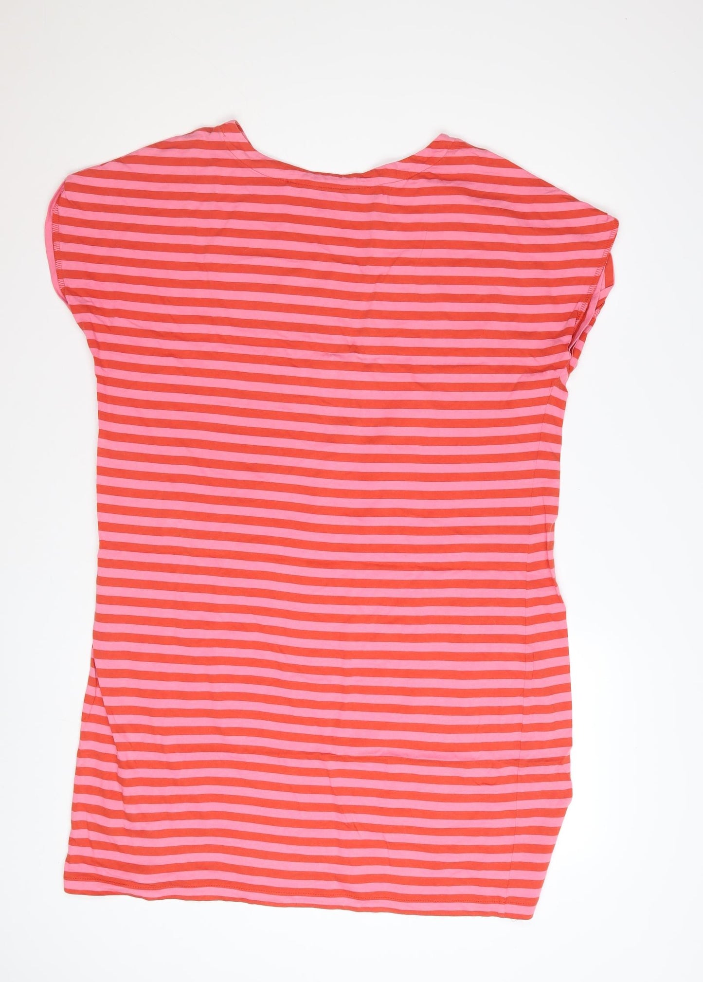 Next Women Pink Striped Cotton T-Shirt Dress Size 14