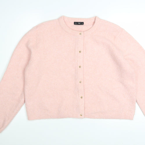 F&F Women’s Pink Knit Long Sleeve Crew Neck Cardigan L