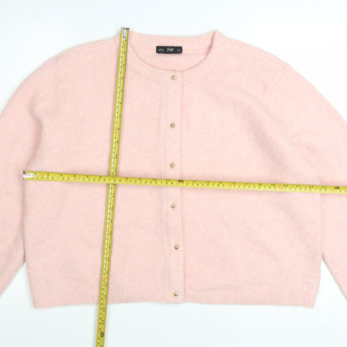 F&F Women’s Pink Knit Long Sleeve Crew Neck Cardigan L