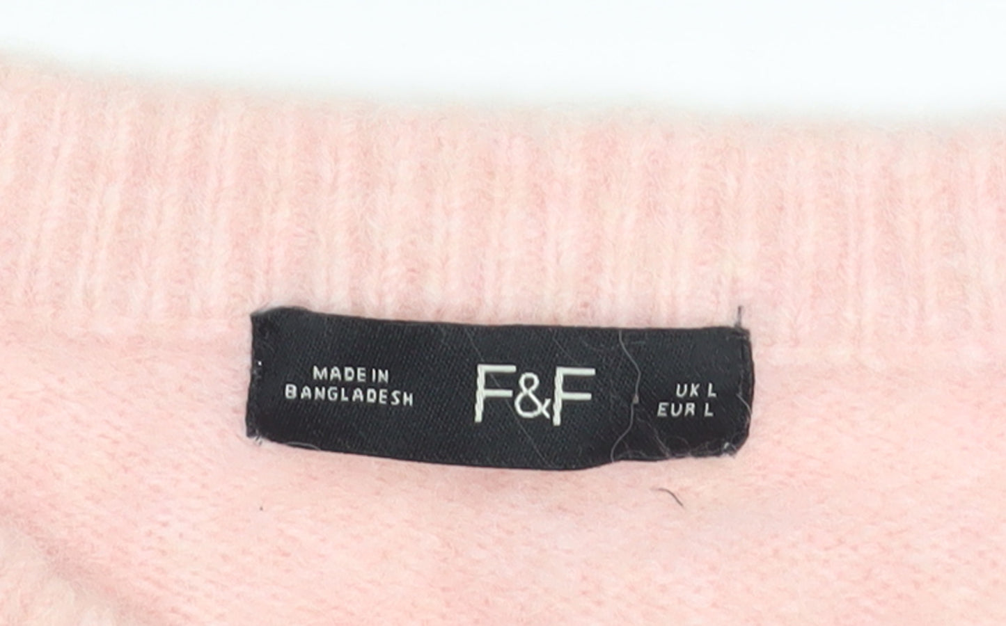 F&F Women’s Pink Knit Long Sleeve Crew Neck Cardigan L