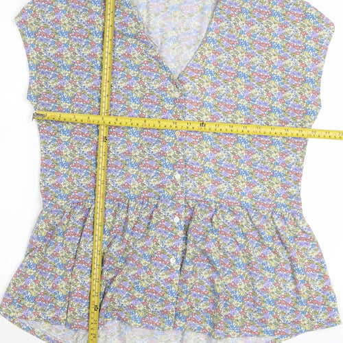 Cerulean by Blue Diamond Women's Multi Floral Peplum Blouse Size M