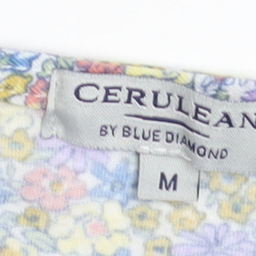 Cerulean by Blue Diamond Women's Multi Floral Peplum Blouse Size M