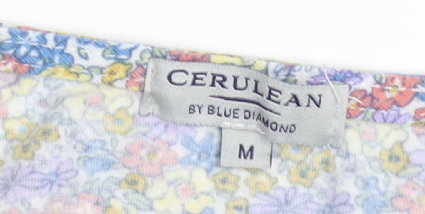 Cerulean by Blue Diamond Women's Multi Floral Peplum Blouse Size M