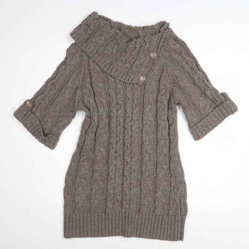Dorothy Perkins Women Brown Size 12 Cable Knit Jumper Dress