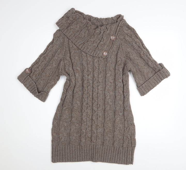 Dorothy Perkins Women Brown Size 12 Cable Knit Jumper Dress