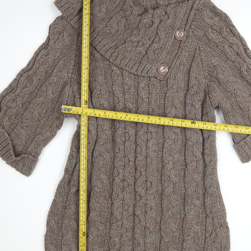 Dorothy Perkins Women Brown Size 12 Cable Knit Jumper Dress