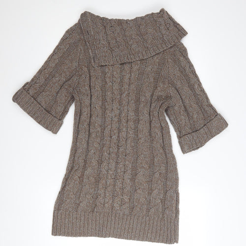 Dorothy Perkins Women Brown Size 12 Cable Knit Jumper Dress