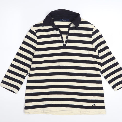Dash Women's Black Striped Cotton Collared 3/4 Sleeve Shirt Size 14
