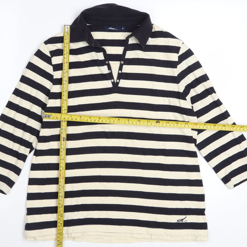 Dash Women's Black Striped Cotton Collared 3/4 Sleeve Shirt Size 14
