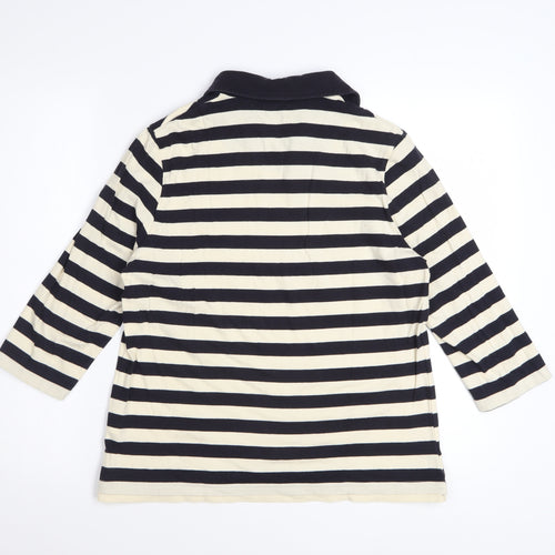 Dash Women's Black Striped Cotton Collared 3/4 Sleeve Shirt Size 14