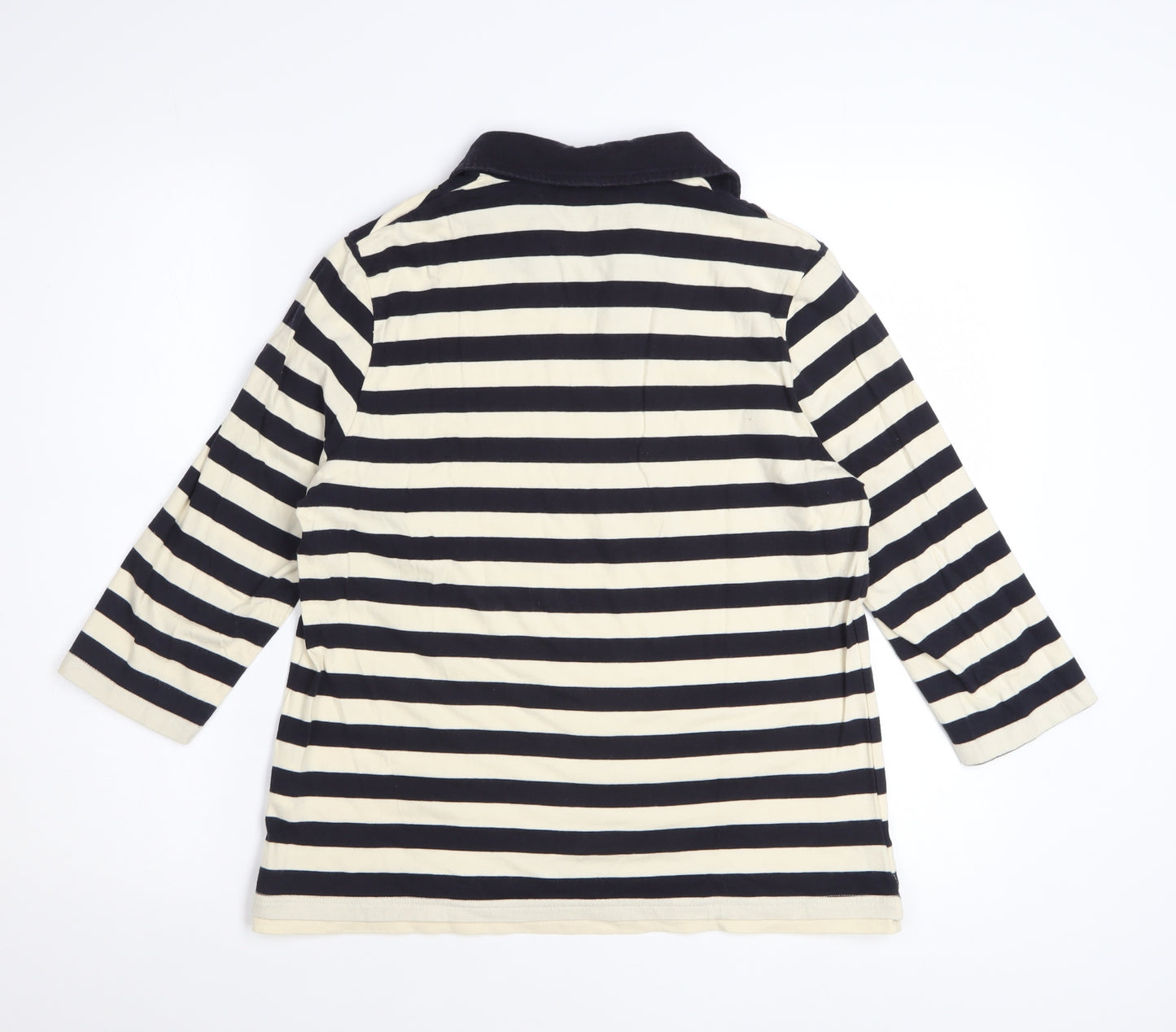 Dash Women's Black Striped Cotton Collared 3/4 Sleeve Shirt Size 14