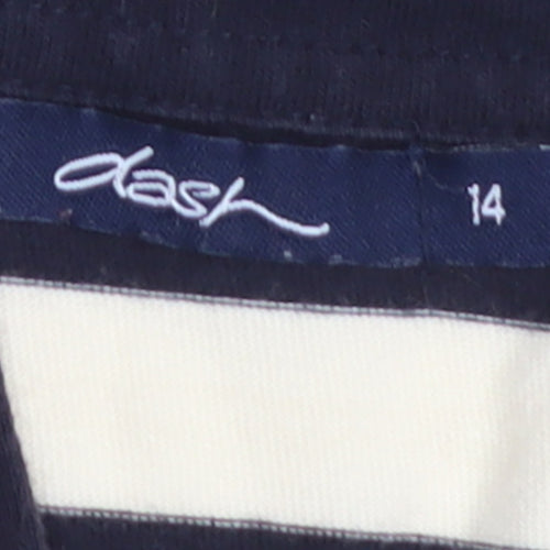 Dash Women's Black Striped Cotton Collared 3/4 Sleeve Shirt Size 14