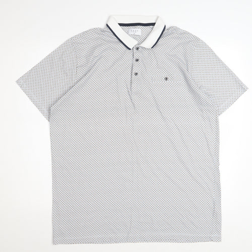 Easy Men's Blue Geometric Cotton Polo Shirt XL Short Sleeve