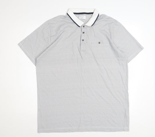 Easy Men's Blue Geometric Cotton Polo Shirt XL Short Sleeve