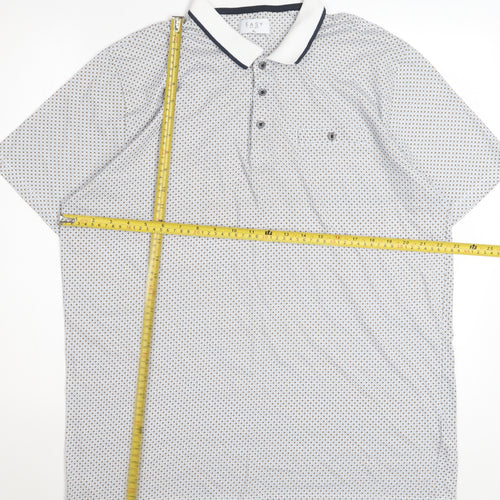 Easy Men's Blue Geometric Cotton Polo Shirt XL Short Sleeve
