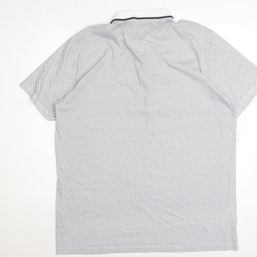 Easy Men's Blue Geometric Cotton Polo Shirt XL Short Sleeve