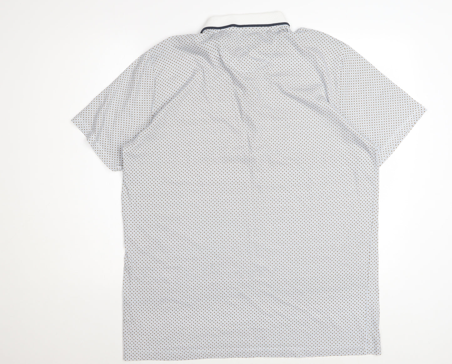Easy Men's Blue Geometric Cotton Polo Shirt XL Short Sleeve