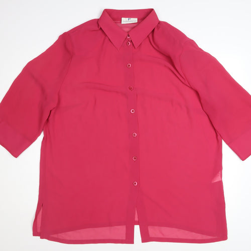 Frankenwälder Women Pink 3/4 Sleeve Button-Up Blouse UK 20