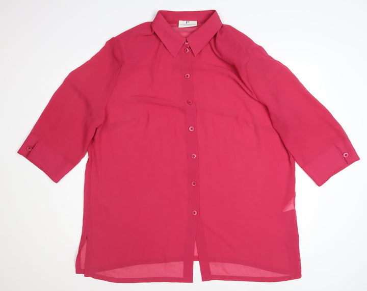 Frankenwälder Women Pink 3/4 Sleeve Button-Up Blouse UK 20