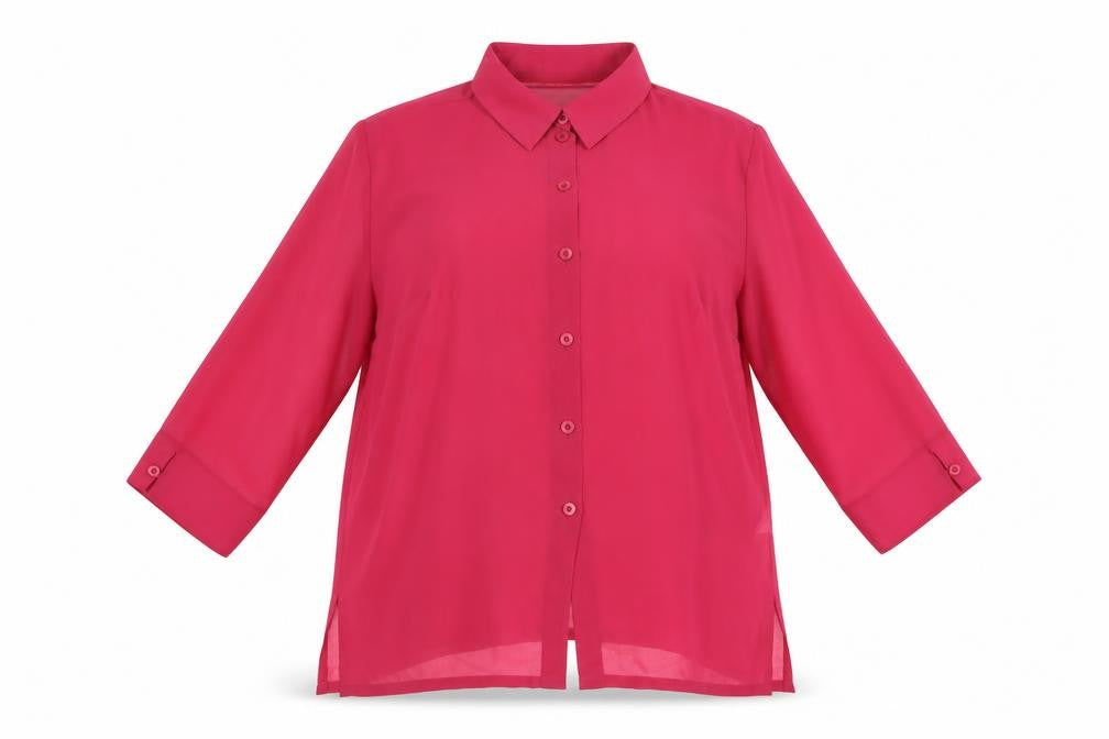 Frankenwälder Women Pink 3/4 Sleeve Button-Up Blouse UK 20