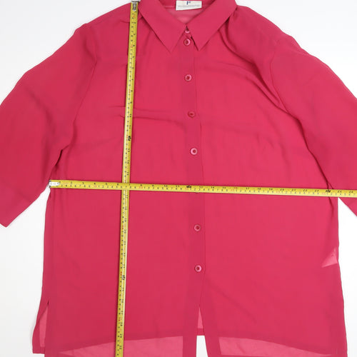 Frankenwälder Women Pink 3/4 Sleeve Button-Up Blouse UK 20
