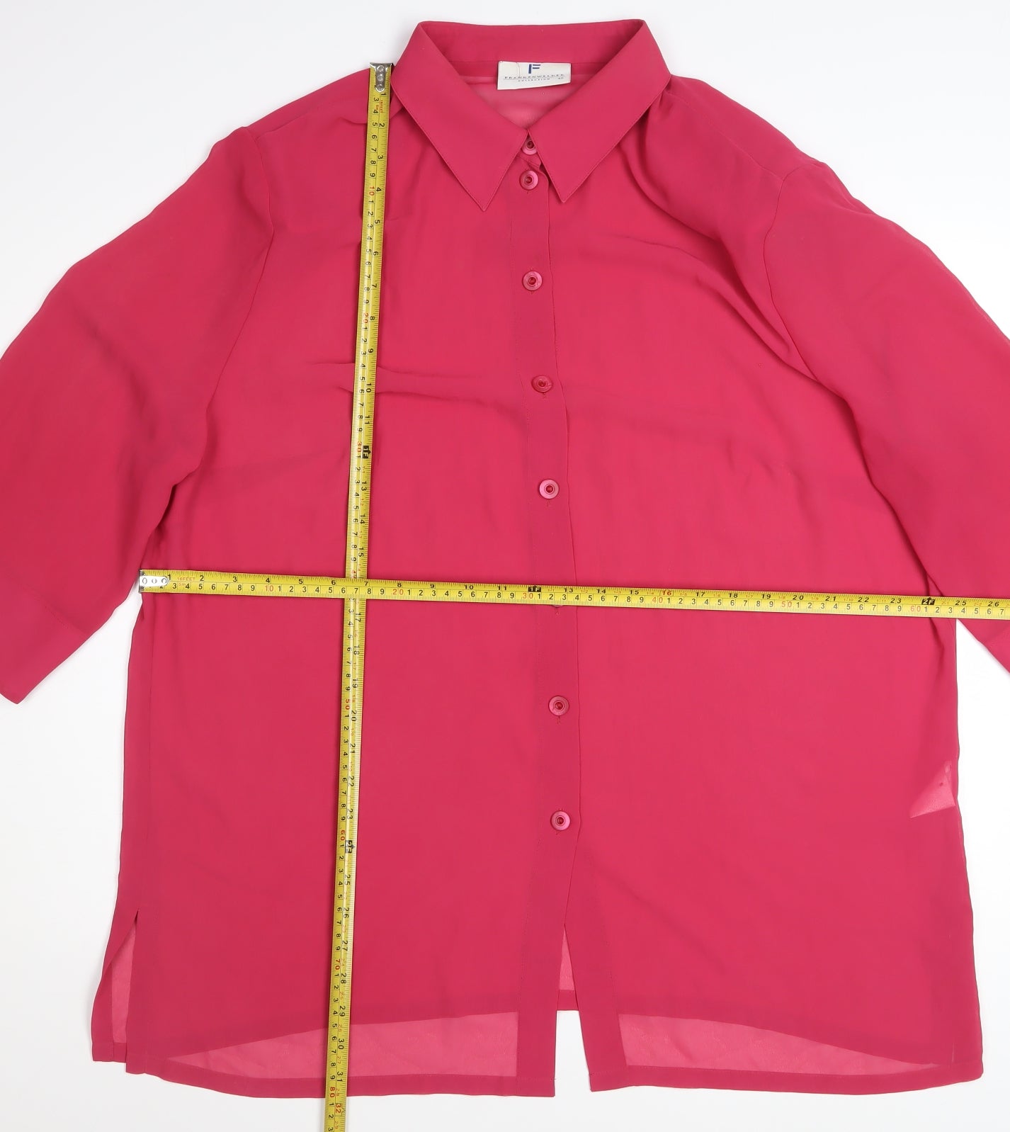 Frankenwälder Women Pink 3/4 Sleeve Button-Up Blouse UK 20