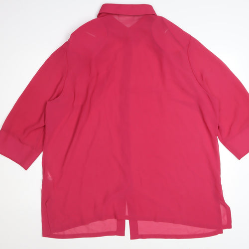Frankenwälder Women Pink 3/4 Sleeve Button-Up Blouse UK 20