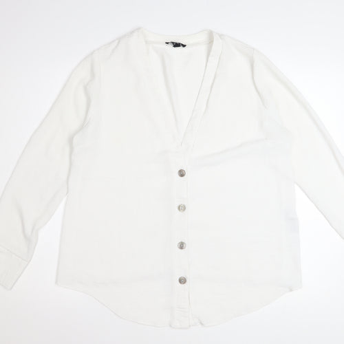 New Look Maternity White V-Neck Button-Up Long Sleeve Blouse UK 14