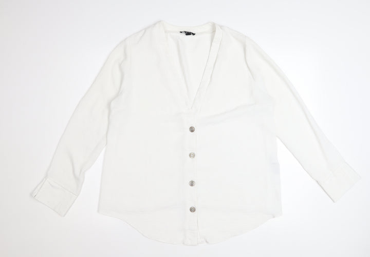 New Look Maternity White V-Neck Button-Up Long Sleeve Blouse UK 14
