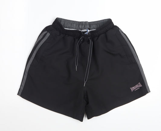 Lonsdale Men's Black Regular Fit Quick Dry Sports Shorts Size S