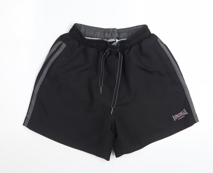 Lonsdale Men's Black Regular Fit Quick Dry Sports Shorts Size S