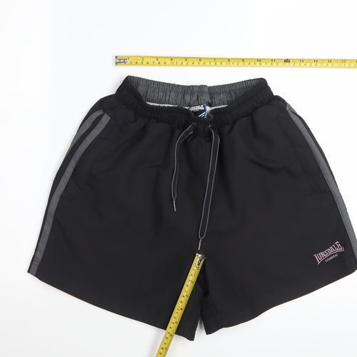 Lonsdale Men's Black Regular Fit Quick Dry Sports Shorts Size S