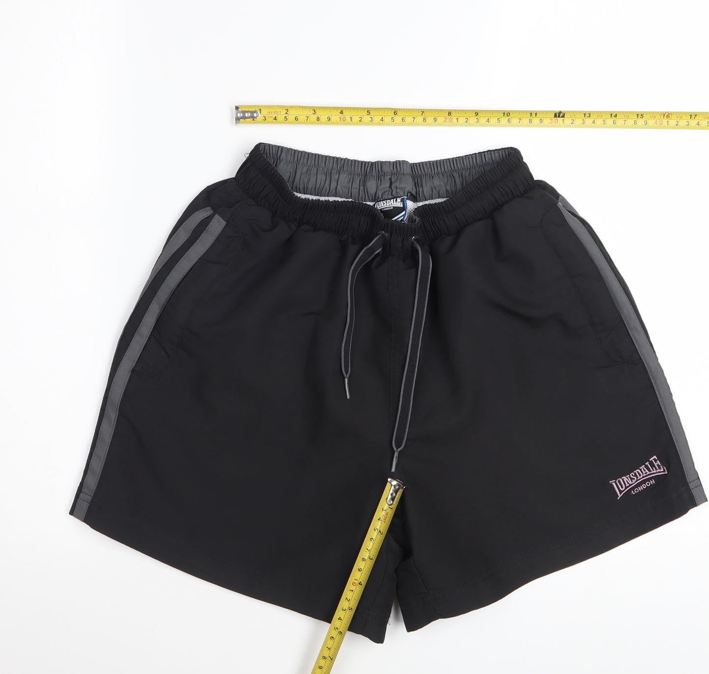 Lonsdale Men's Black Regular Fit Quick Dry Sports Shorts Size S