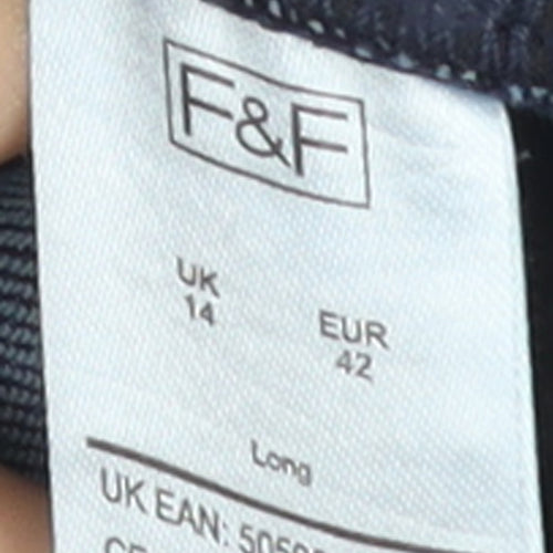 F&F Women's Blue High Rise Straight Denim Jeans Size 14 Tall