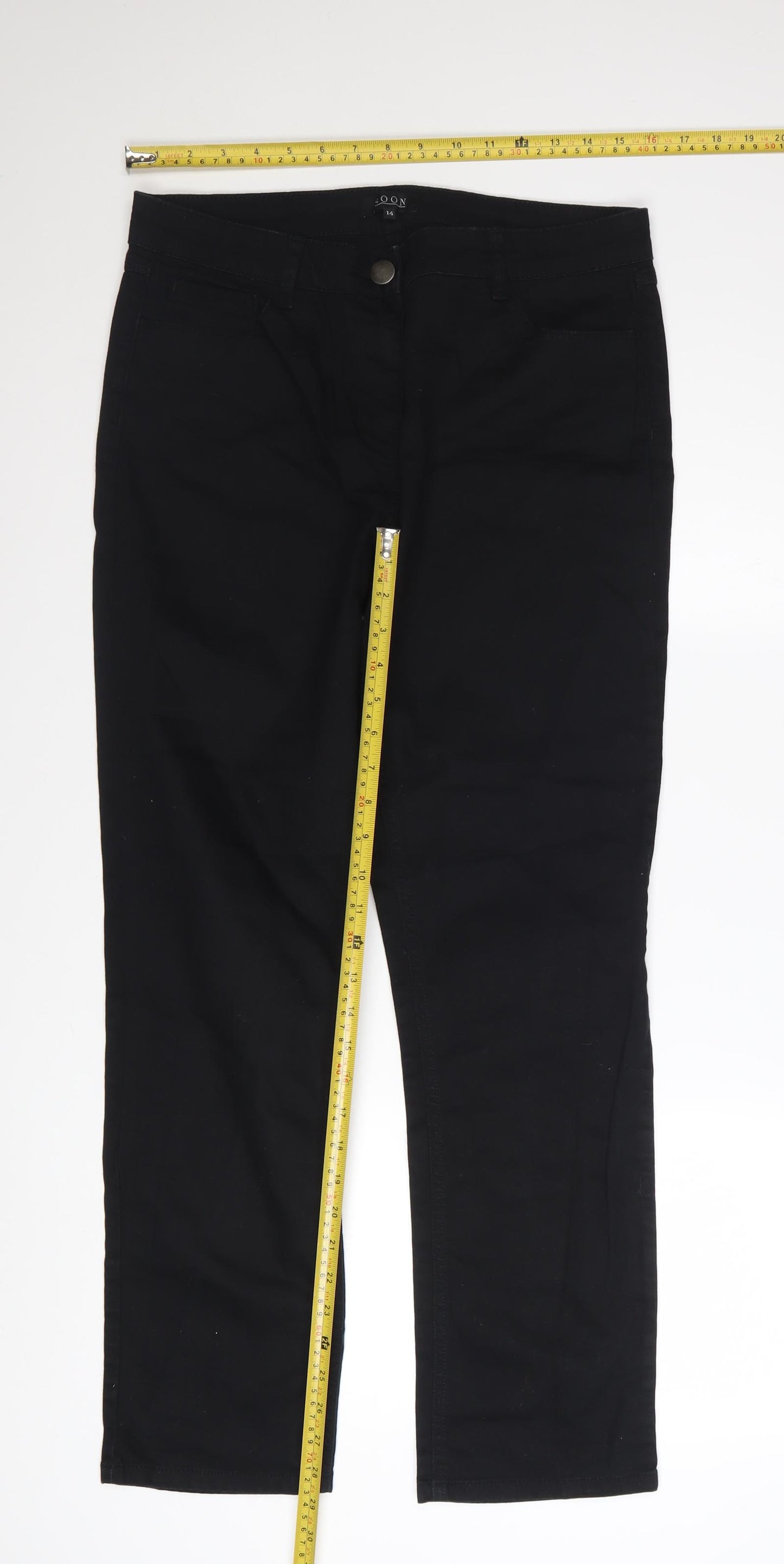 SOON Women's Black Stretch Straight Jeans Size 14 Regular