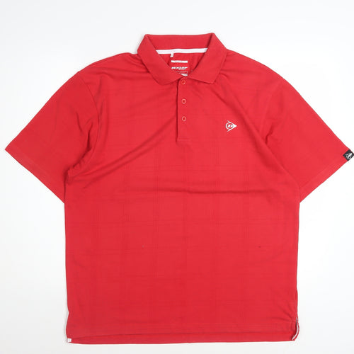Dunlop Men Red Regular Fit Cotton Blend Polo Shirt Size L