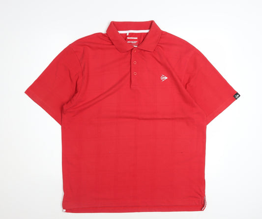 Dunlop Men Red Regular Fit Cotton Blend Polo Shirt Size L
