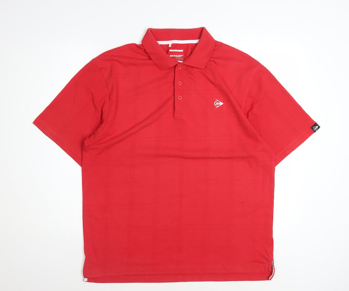 Dunlop Men Red Regular Fit Cotton Blend Polo Shirt Size L