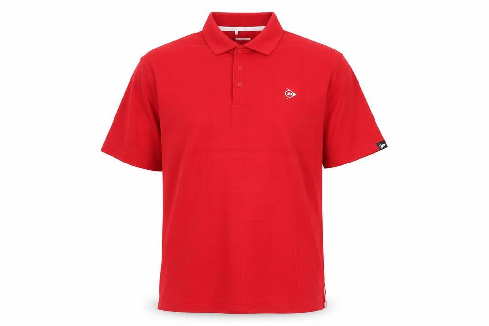 Front view of Dunlop Men Red Regular Fit Cotton Blend Polo Shirt, size L