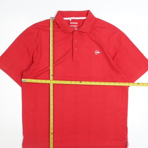 Dunlop Men Red Regular Fit Cotton Blend Polo Shirt Size L